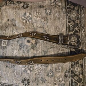 Brown Leather Belt with Silver Buckle